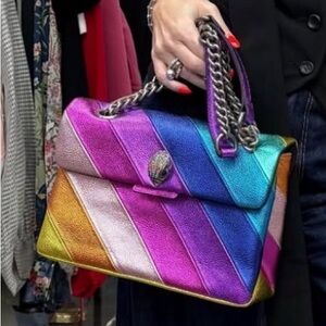 Kurt Geiger London Kensington Metallic Rainbow Striped Leather Crossbody Bag